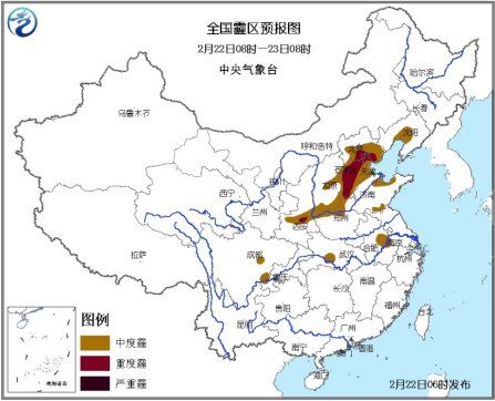 全國霾區(qū)預報圖。