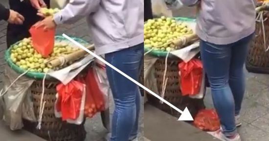 網(wǎng)上流傳的短片顯示，賣棗子棗子的小販以偷龍轉(zhuǎn)鳳的手段把棗子換掉。