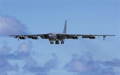美軍B-52戰(zhàn)略轟炸機。其為韓三大核保護傘之一。