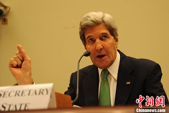 資料圖：美國(guó)國(guó)務(wù)卿克里。 中新社發(fā) 張蔚然 攝