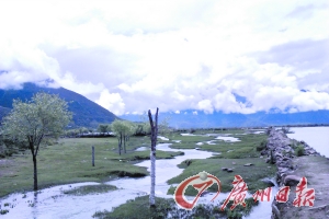 小路的一側(cè)是小溪,另一側(cè)是河流。