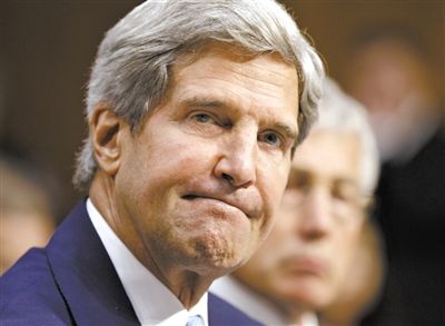 3日，克里在參院聽證會上。