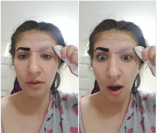 搞笑！女子誤用文眉藥劑導(dǎo)致眉毛不翼而飛