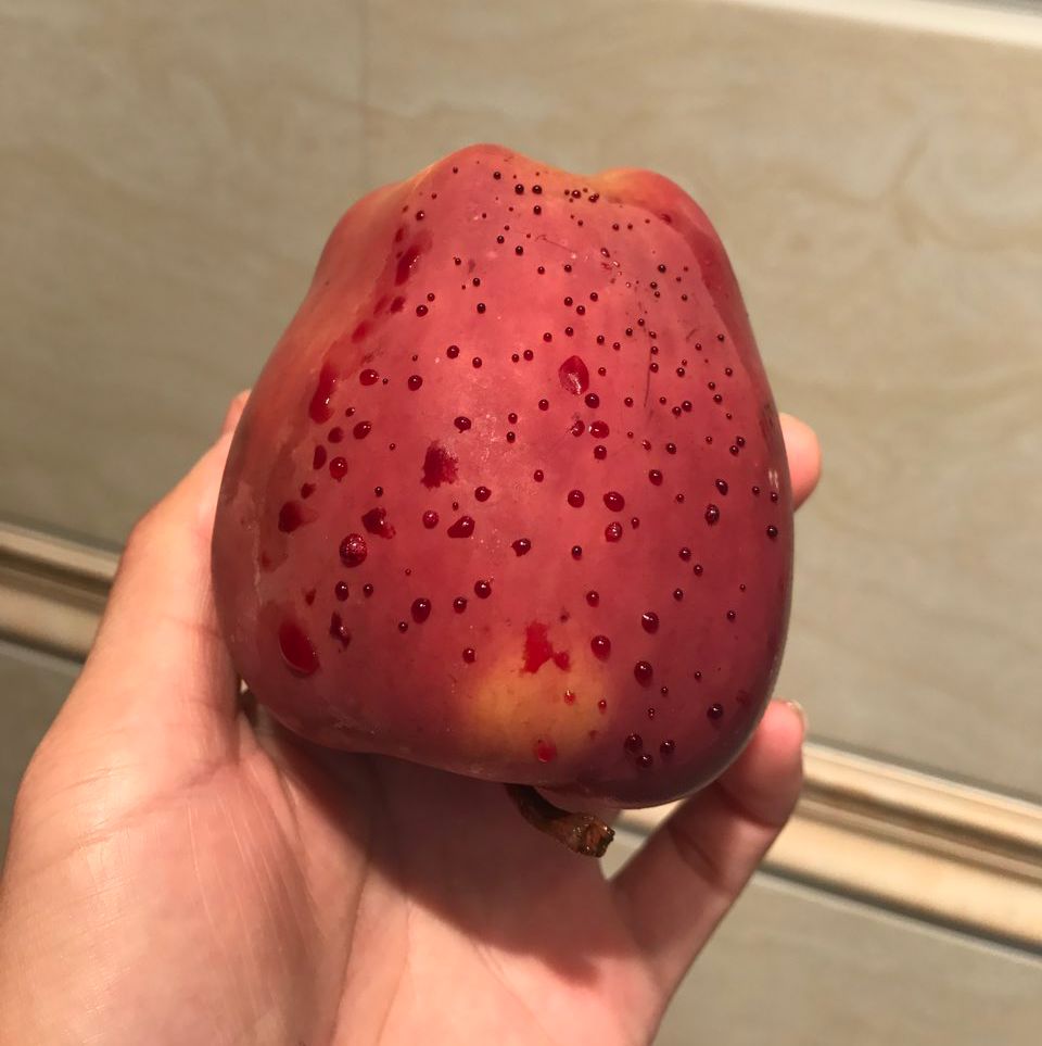 嚇懵！女子用熱水泡蘋果結(jié)果冒出血珠 咋回事？
