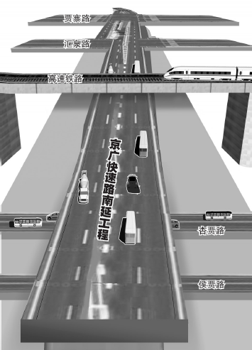 在與南四環(huán)交叉口設(shè)置全互通立交，跨越豫一路、中州大道后和繞城高速銜接，在中州大道和繞城高速建設(shè)組合立