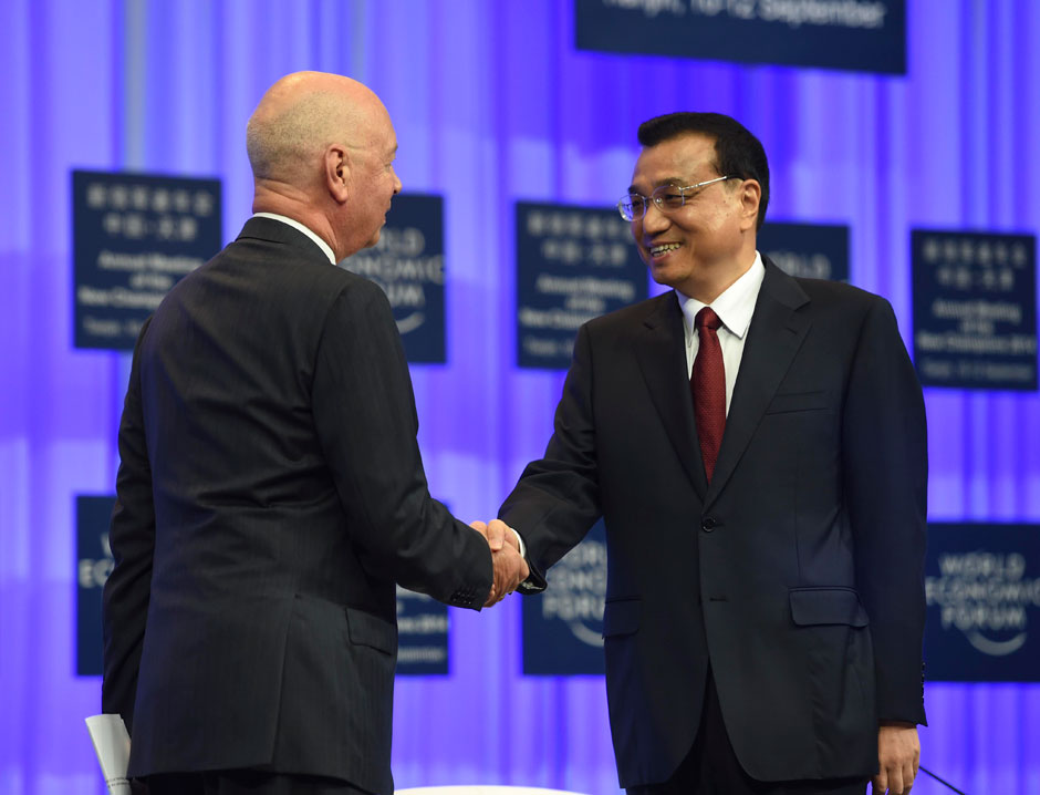 李克強總理出席夏季達沃斯論壇并發(fā)表開幕式致辭。