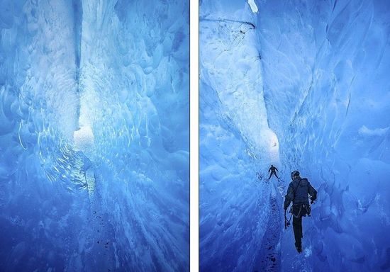 梅里格特別喜歡探索冰川。當(dāng)太陽(yáng)高高升起后，可以看到冰反射出的壯觀美景。